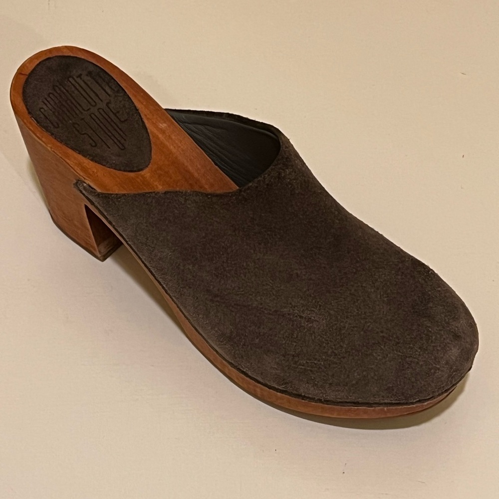 Charlotte Stone Taupe Suede Women's Clogs - Picture 2 of 10